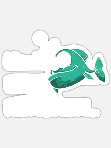 Angeln HIER FISCHI FISCHI FISCHI... Lustig Angler - Sticker Größe S (10 x 10 cm) - Mattweiß