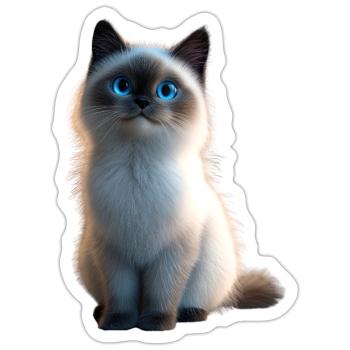 Chat Birman Chat Birman Sacré Chat Birman Mignon Chats Birmans - Sticker taille S (10 x 10 cm) - blanc mat - Devant