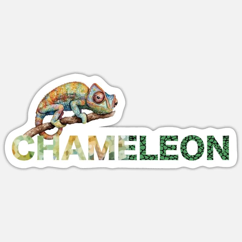 Chamäleon Caméléon - Sticker taille S (10 x 10 cm) - blanc mat