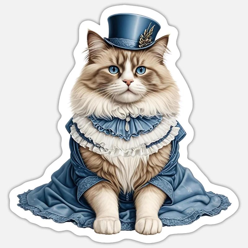 Belle dame chat - Sticker taille S (10 x 10 cm) - blanc mat