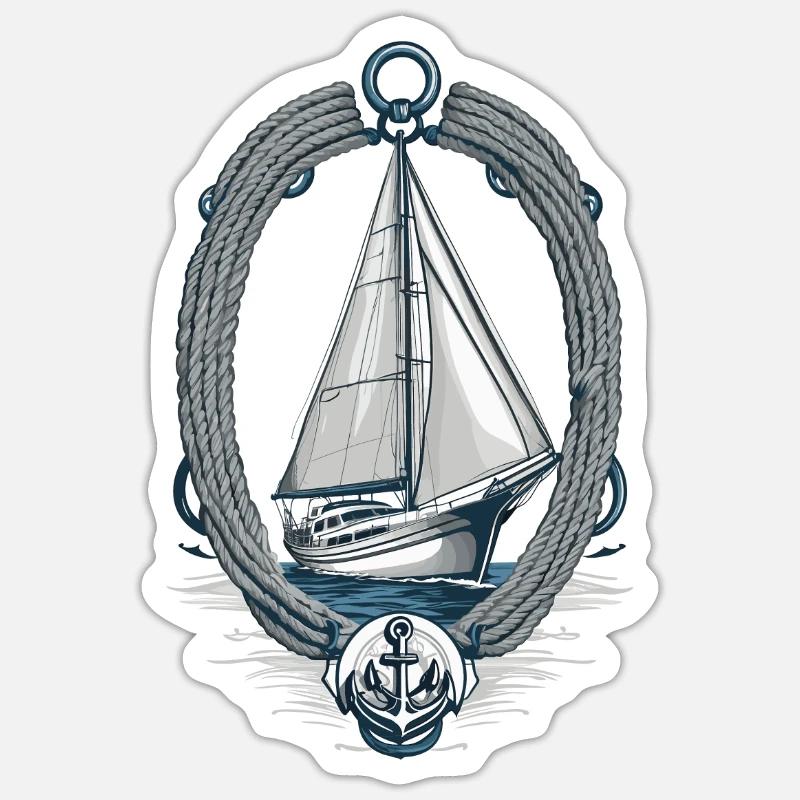 Sailing Adventure Maritime Elegance - Sticker size S (10 x 10 cm) - white matte
