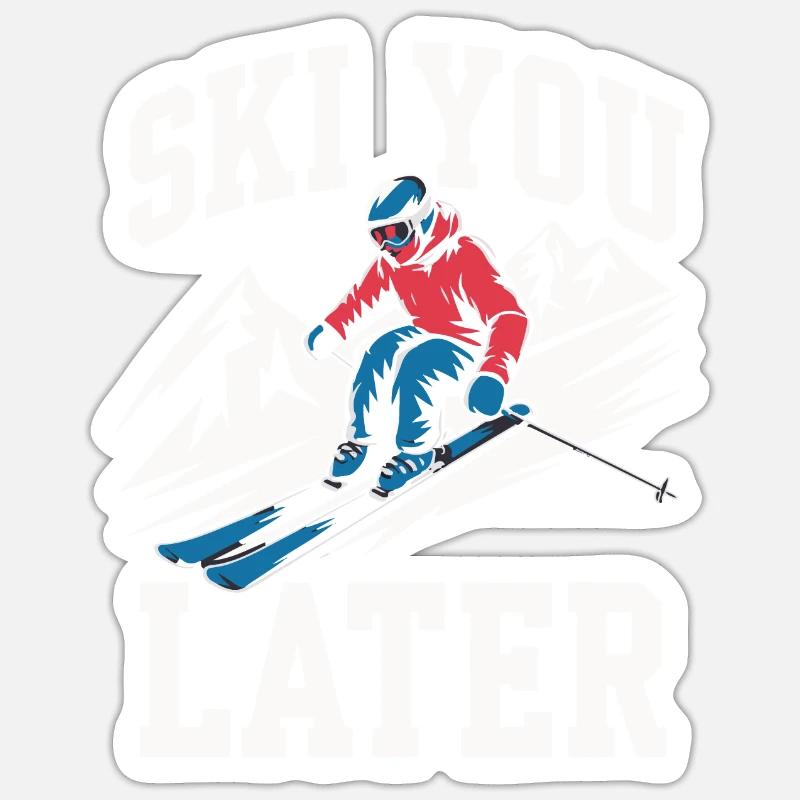 Ski you later - Ski Geschenkidee - Sticker Größe S (10 x 10 cm) - Mattweiß
