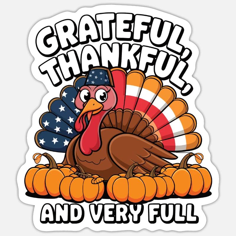 Dinde drôle de Thanksgiving - Sticker taille S (10 x 10 cm) - blanc mat