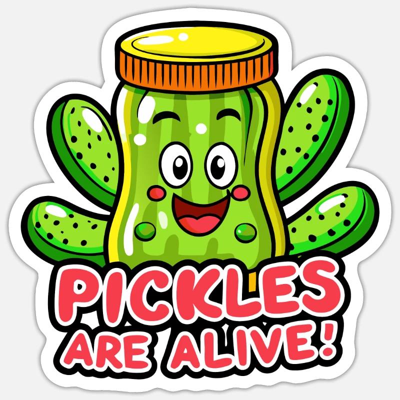 GURKEN SIND LEBENDIG - Sticker Größe S (10 x 10 cm) - Mattweiß