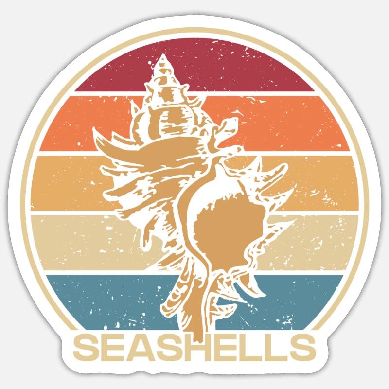 Retro Seashells Shell Shelling Bag Seashell Sticker Größe S (10 x 10 cm)