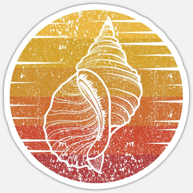 Retro Bivalvia Shell Shelling Tasche Hunter Muschel - Sticker Größe S (10 x 10 cm) - Mattweiß
