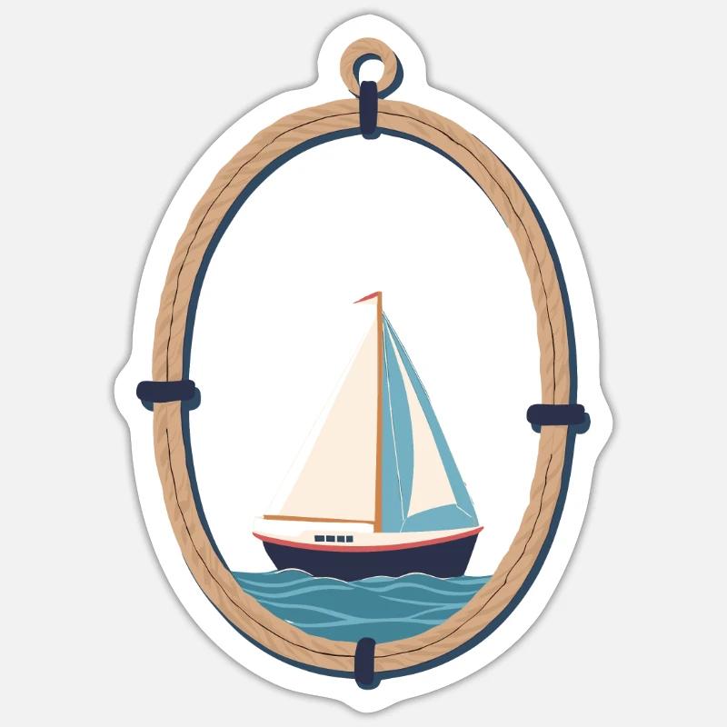 Marins Aventure Navigation maritime - Sticker taille S (10 x 10 cm) - blanc mat