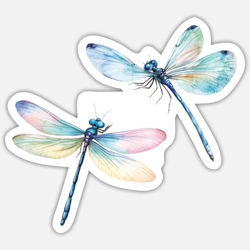 Libelle Duo Libelle Libellule Duo - Sticker taille S (10 x 10 cm) - blanc mat