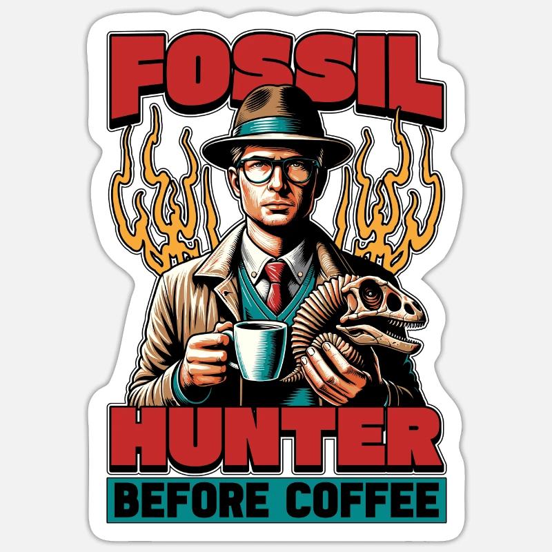 Fossil Hunter Before Paleontologist Coffee Lover Sticker Größe S (10 x 10 cm)
