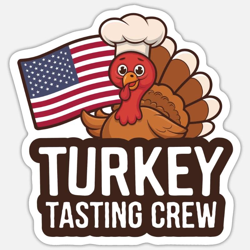 Dinde drôle de Thanksgiving - Sticker taille S (10 x 10 cm) - blanc mat