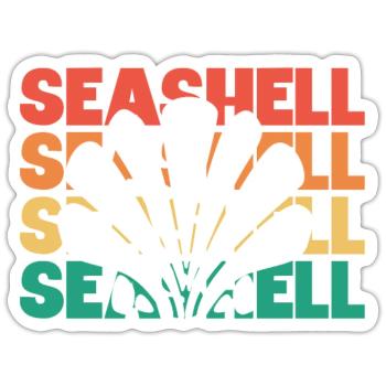 Retro Silhouette Sac à coquillages Bivalvia Seashell - Sticker taille S (10 x 10 cm) - blanc mat - Devant