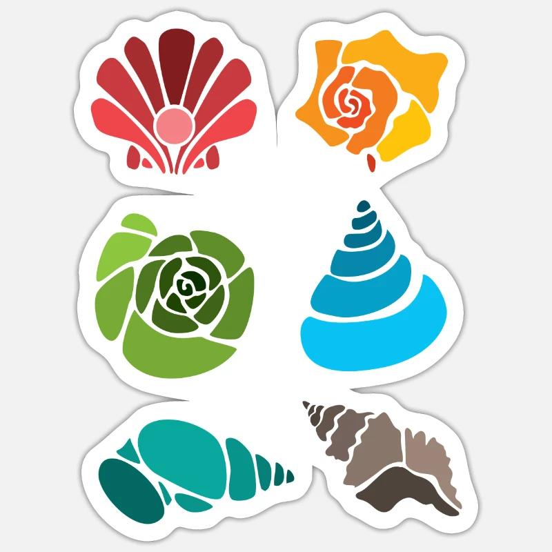 Shell Shelling Bag Bivalvia Hunter Seashell Sticker Größe S (10 x 10 cm)