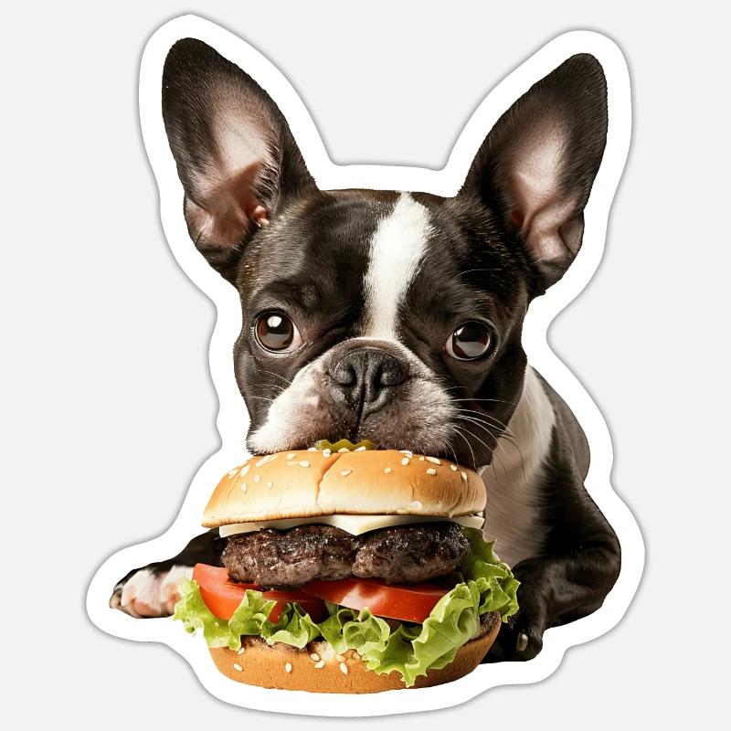 Boston Terrier - Sticker Größe S (10 x 10 cm) - Mattweiß