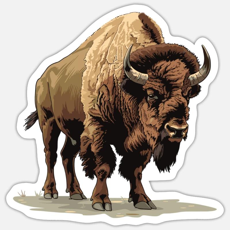 Bisons Bison - Sticker taille S (10 x 10 cm) - blanc mat