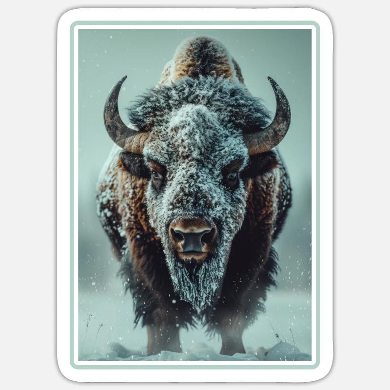 Bisons Bison - Sticker Größe S (10 x 10 cm) - Mattweiß