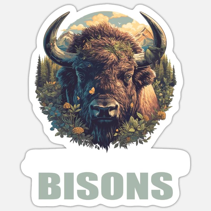 Bisons Bison - Sticker Größe S (10 x 10 cm) - Mattweiß