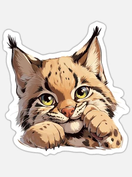 Bobcats Rotluchse Rotluchs Luchs - Sticker Größe S (10 x 10 cm) - Mattweiß