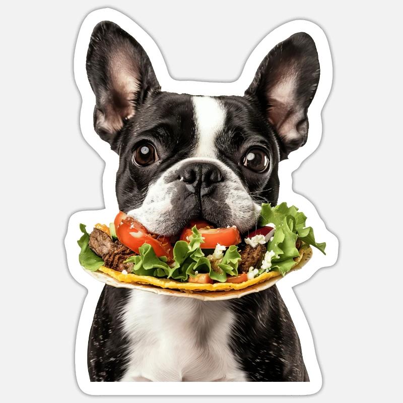 Boston Terrier - Sticker taille S (10 x 10 cm) - blanc mat