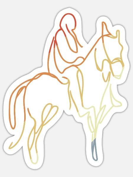 Vintage Reiten Zeichnung - Sticker Größe S (10 x 10 cm) - Mattweiß
