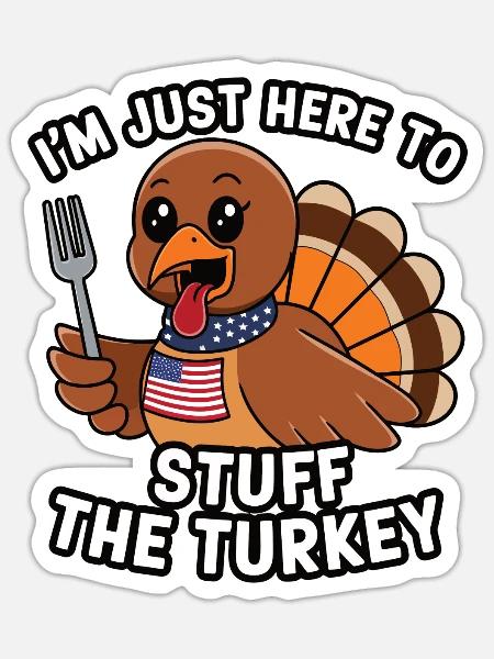 Lustiger Thanksgiving Truthahn - Sticker Größe S (10 x 10 cm) - Mattweiß