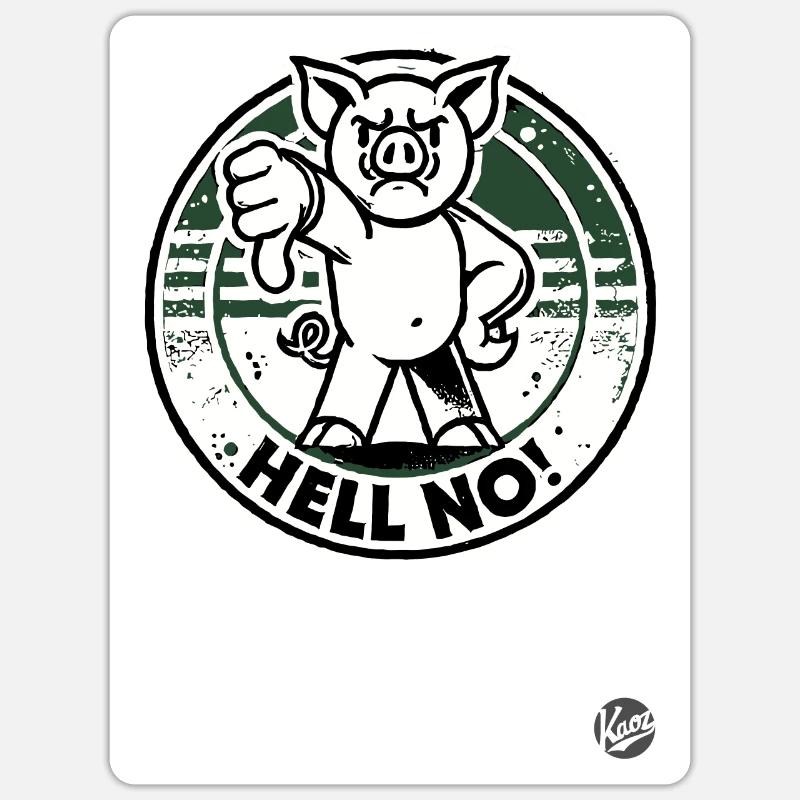 Pas question! Pouces vers le bas cochon Sticker taille S (10 x 10 cm)