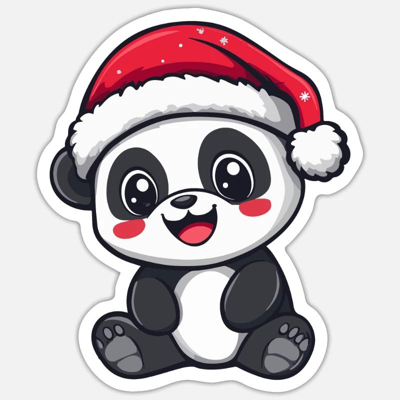 Panda Christmas Cute - Sticker size S (10 x 10 cm) - white matte