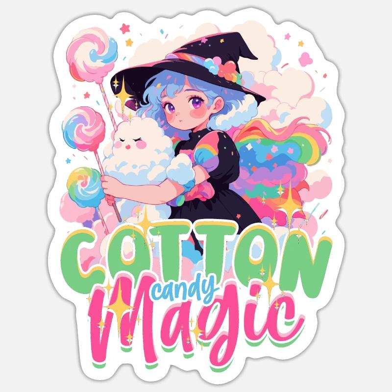 Zuckerwatte Cotton Candy Magic - Sticker Größe S (10 x 10 cm) - Mattweiß