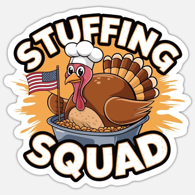 Dinde drôle de Thanksgiving - Sticker taille S (10 x 10 cm) - blanc mat