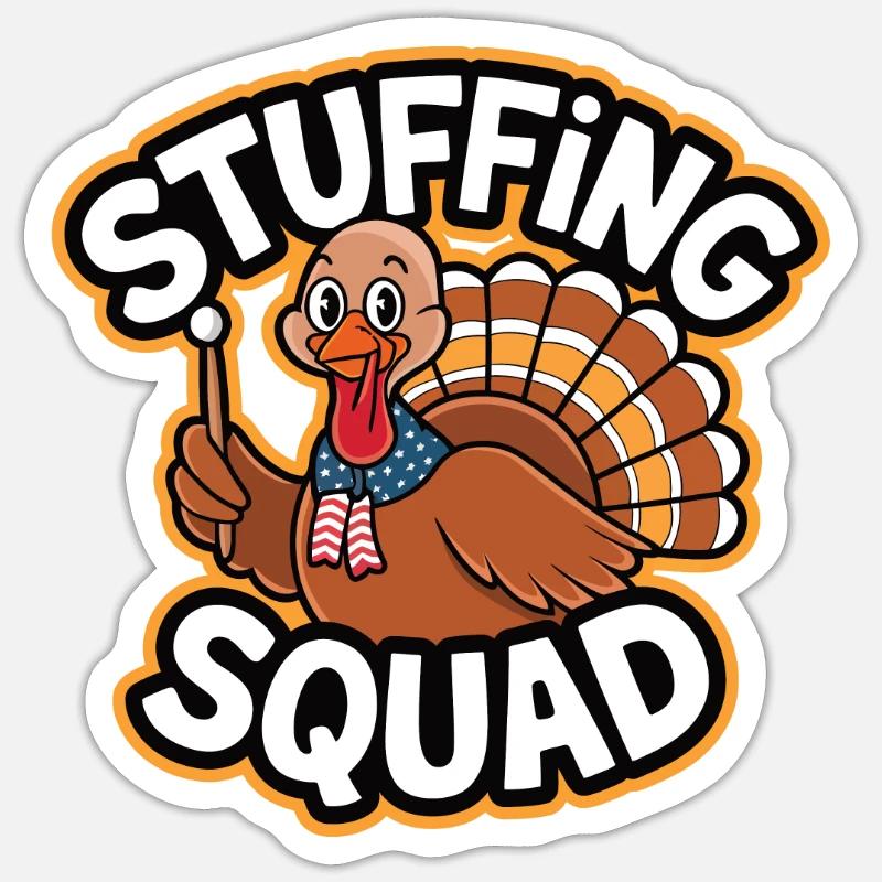 Dinde drôle de Thanksgiving - Sticker taille S (10 x 10 cm) - blanc mat