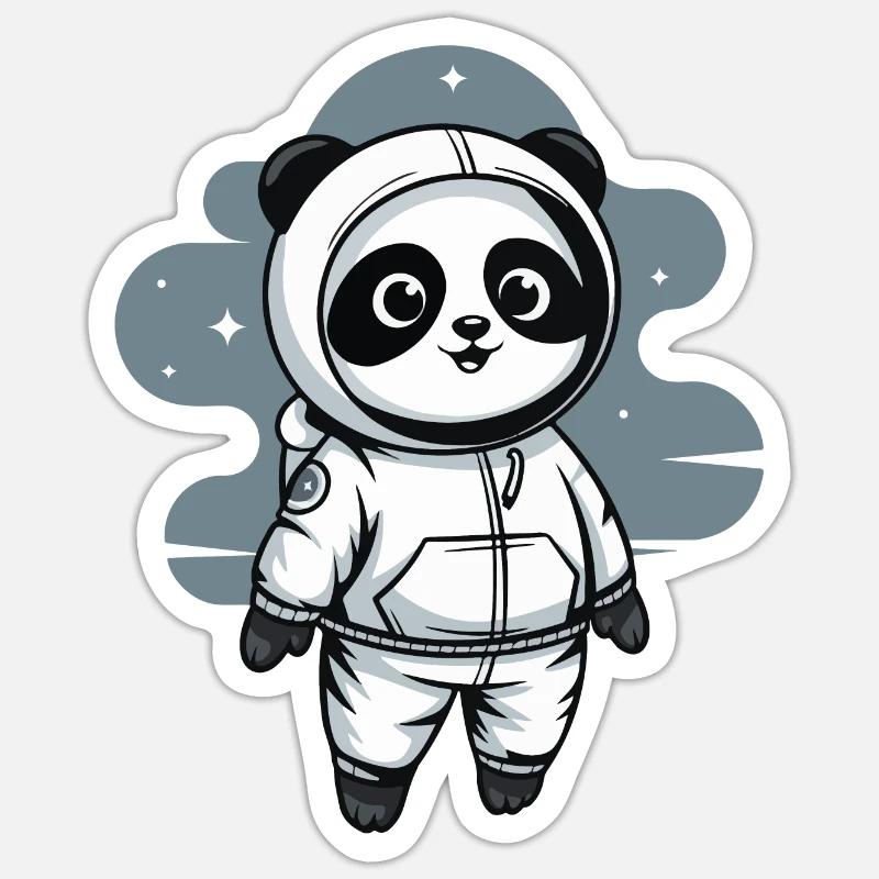 Panda Astronaut pour les enfants - Sticker taille S (10 x 10 cm) - blanc mat