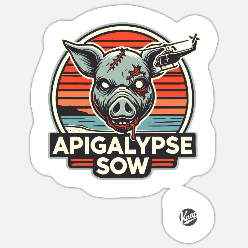 Cochon de l’Apocalypse - Sticker taille S (10 x 10 cm) - blanc mat