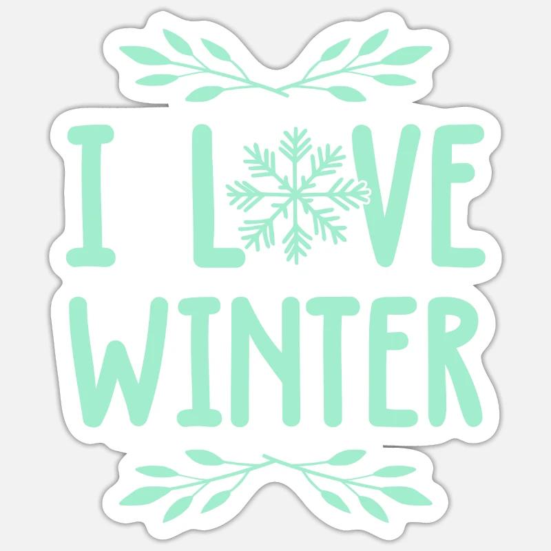 J’adore l’hiver - Sticker taille S (10 x 10 cm) - blanc mat