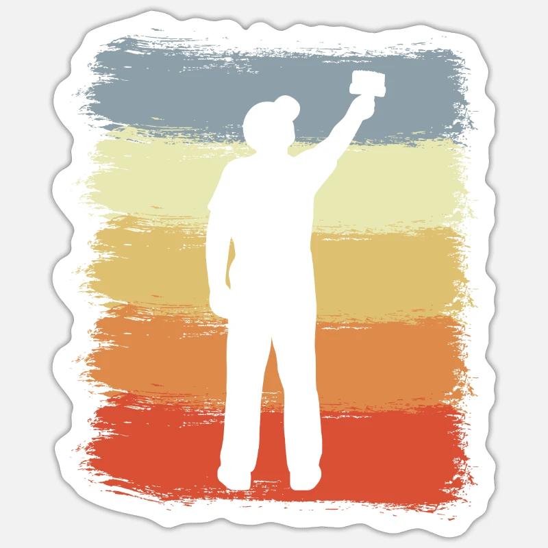 Painter Retro Look - Sticker size S (10 x 10 cm) - white matte