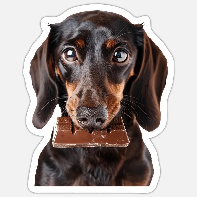 Teckel - Sticker taille S (10 x 10 cm) - blanc mat