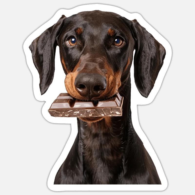 Doberman - Sticker taille S (10 x 10 cm) - blanc mat
