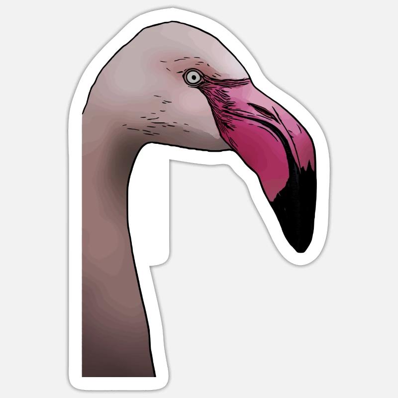 Flamingo - design d’animal oiseau - Sticker taille S (10 x 10 cm) - blanc mat