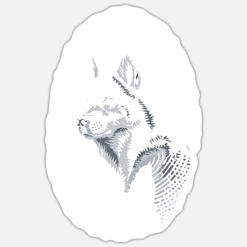 Husky Sibérien Empreinte digitale Creative Sibérien - Sticker taille S (10 x 10 cm) - blanc mat