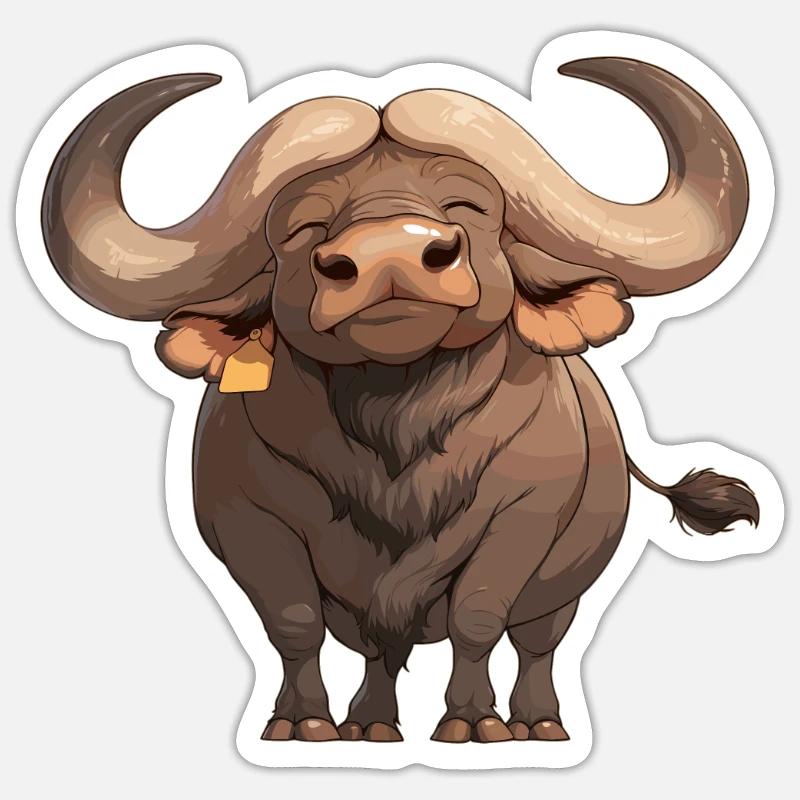 Buffles Buffalo Büffel - Sticker taille S (10 x 10 cm) - blanc mat