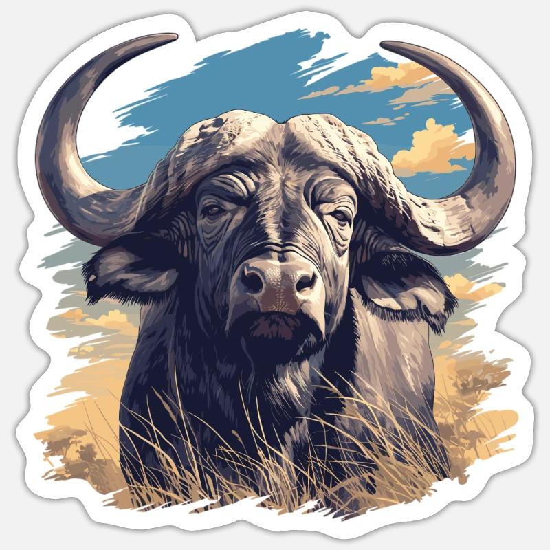 Buffalos Buffalo Büffel - Sticker Größe S (10 x 10 cm) - Mattweiß