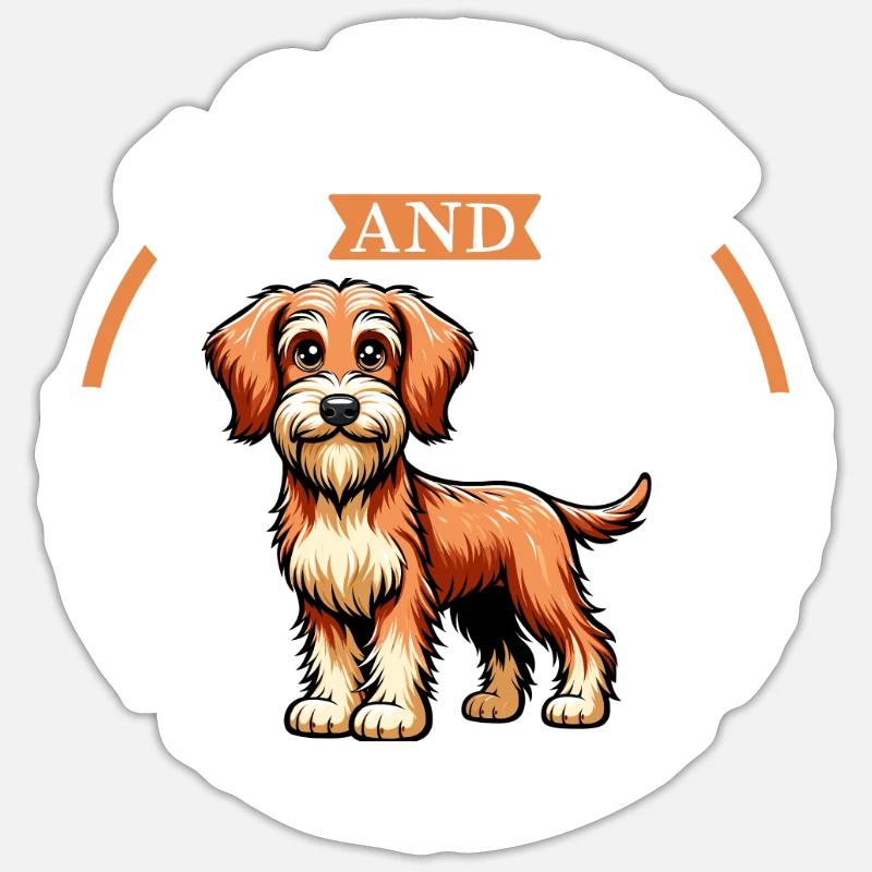 Coffee and Styrian Wirehaired Hound - Sticker size S (10 x 10 cm) - white matte