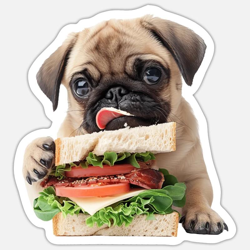 Mops - Sticker Größe S (10 x 10 cm) - Mattweiß