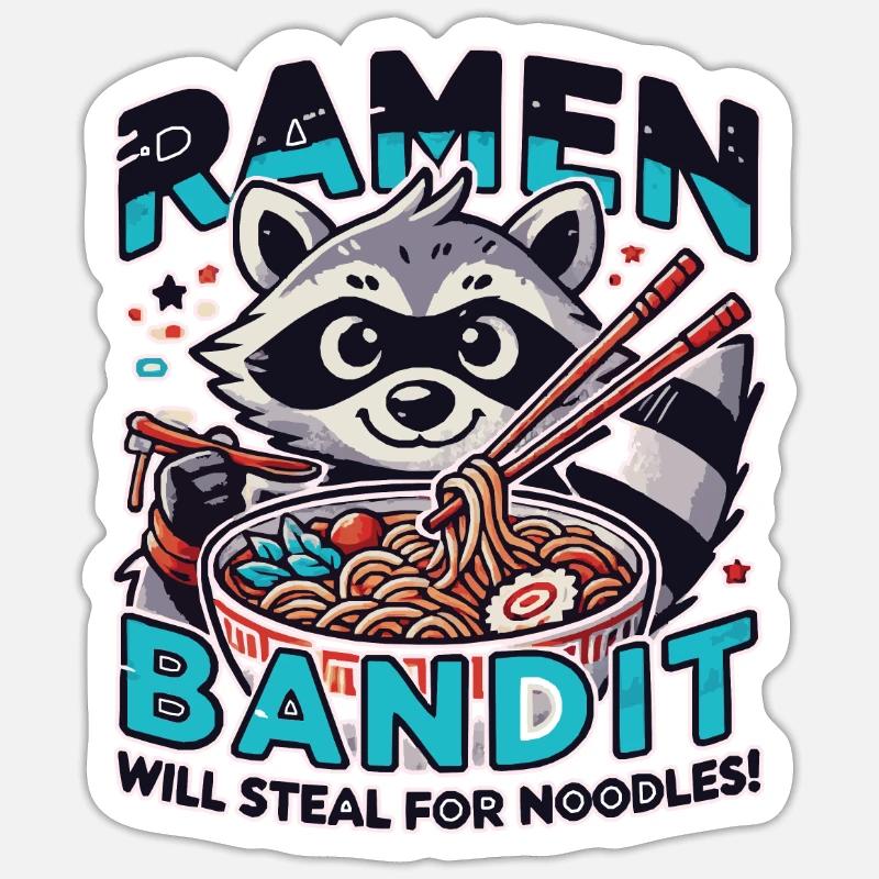 Waschbär-ramen-bandit: Wird Nach Nudeln Stehlen Sticker Größe S (10 x 10 cm)