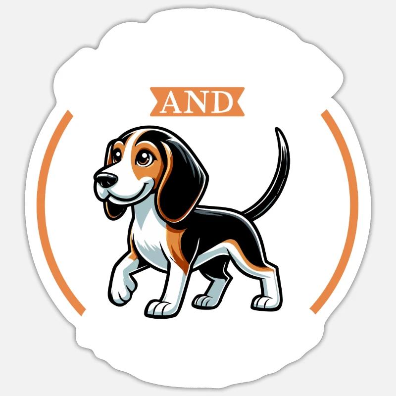 Café et arbre Walker Coonhound - Sticker taille S (10 x 10 cm) - blanc mat
