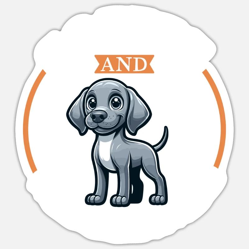 Coffee and Weimaraner - Sticker size S (10 x 10 cm) - white matte