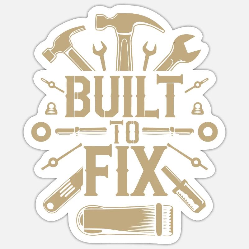 CONSTRUIT POUR RÉPARER - Sticker taille S (10 x 10 cm) - blanc mat