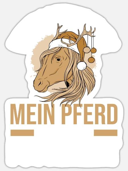 Weihnachtsmann Weihnachten Reiten Reiterin Pferde - Sticker Größe S (10 x 10 cm) - Mattweiß