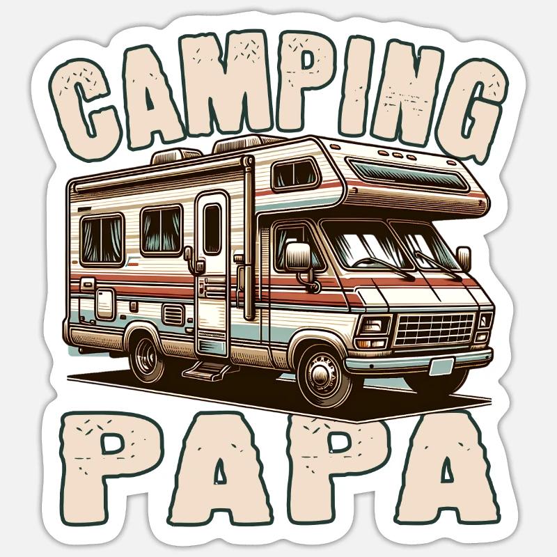 Camping Papa - Sticker Größe S (10 x 10 cm) - Mattweiß