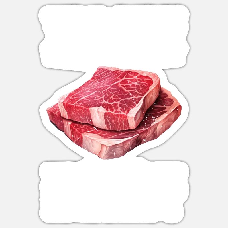 Wagyu Steak - Sticker Größe S (10 x 10 cm) - Mattweiß