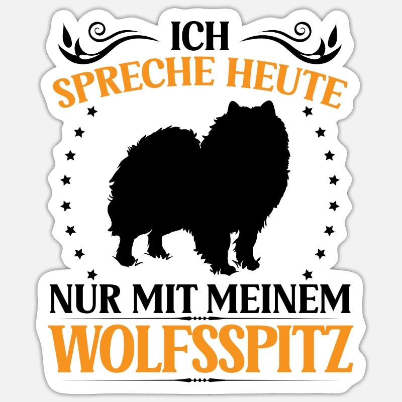 Wolfsspitz Spreche nur mit Keeshond - Sticker Größe S (10 x 10 cm) - Mattweiß