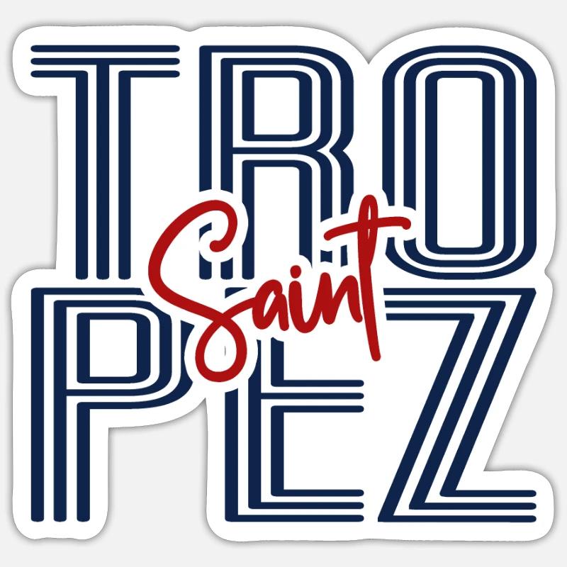 Saint Tropez Moderne Côtier Chic Typographie Design Sticker taille S (10 x 10 cm)